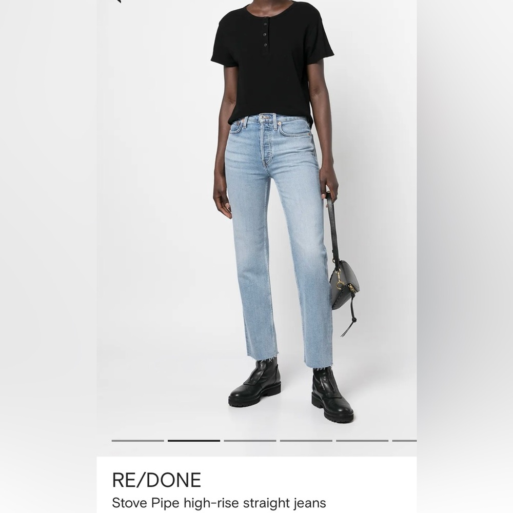 Re/Done Light Wash High-Rise Straight Jeans